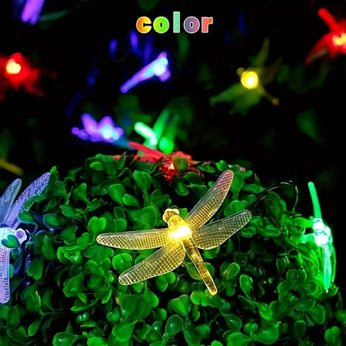 Solar Dragonfly String Lights Outdoor Waterproof – 236 Inch 30 LED 8 Modes Solar Powered Fairy Lights for Garden, Patio, Balcony, Yard & Christmas Decoration, Warm White & Color Options