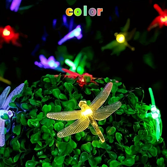 Solar Dragonfly String Lights Outdoor Waterproof – 236 Inch 30 LED 8 Modes Solar Powered Fairy Lights for Garden, Patio, Balcony, Yard & Christmas Decoration, Warm White & Color Options