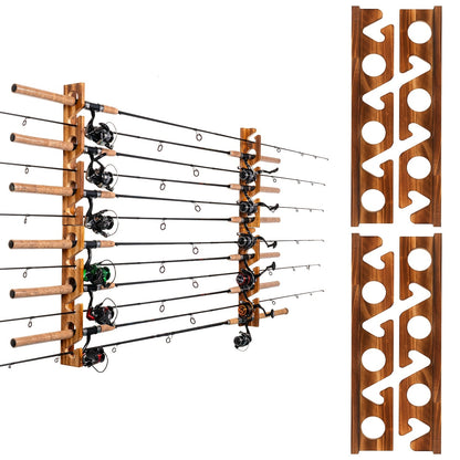 Fishing Rod Rack Wall & Ceiling Mounted – Holds Up to 12 Rods, Modular Garage Storage Organizer for Fishing Poles, Easy Install, Great Fishing Gift for Men & Women