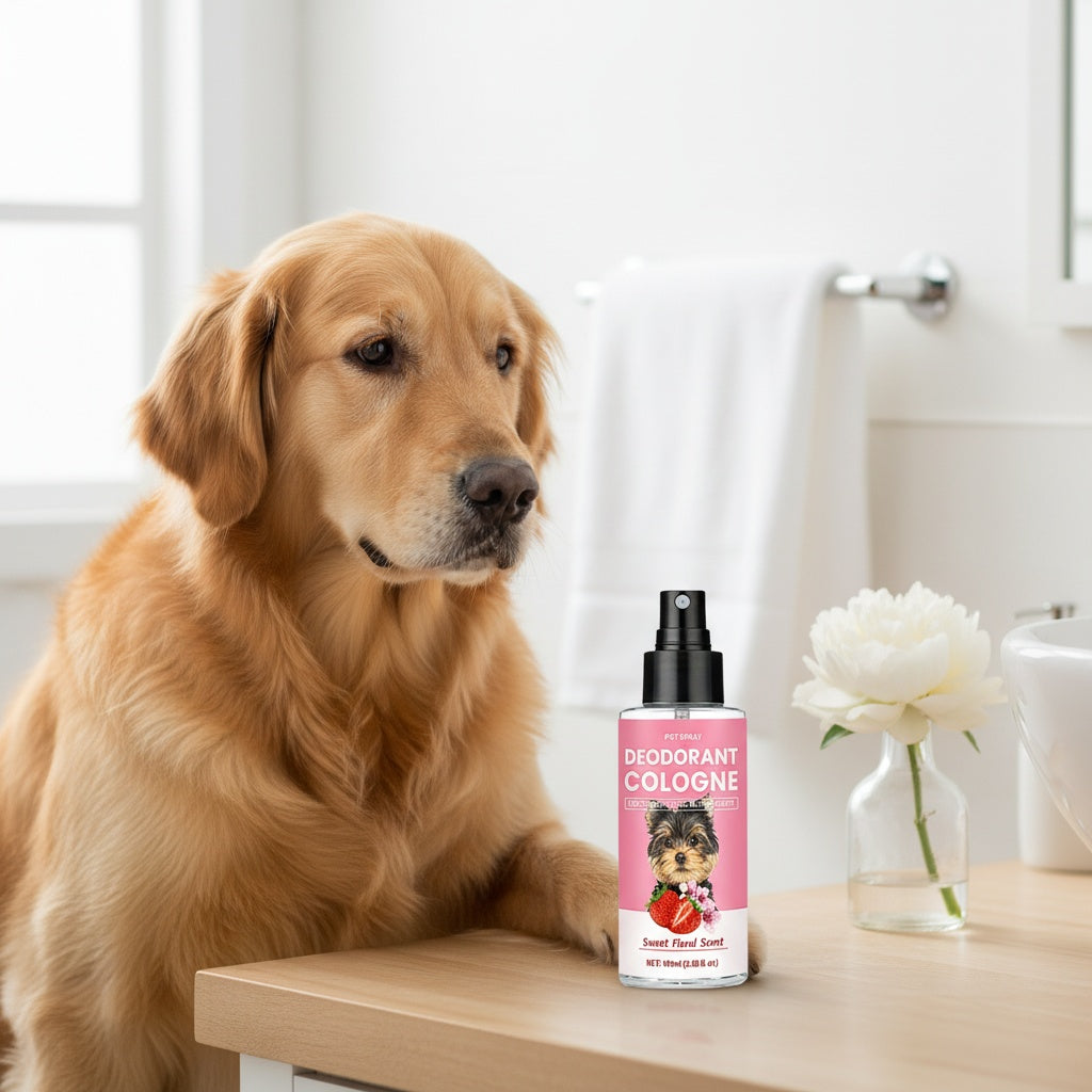 Pet Cologne Deodorant Spray 4.2oz Floral Scent - Dog Grooming Perfume with Vanilla Raspberry Neroli White Peony Patchouli Ambergris, All Breed Sizes, Long-Lasting Fresh Scent for Dogs