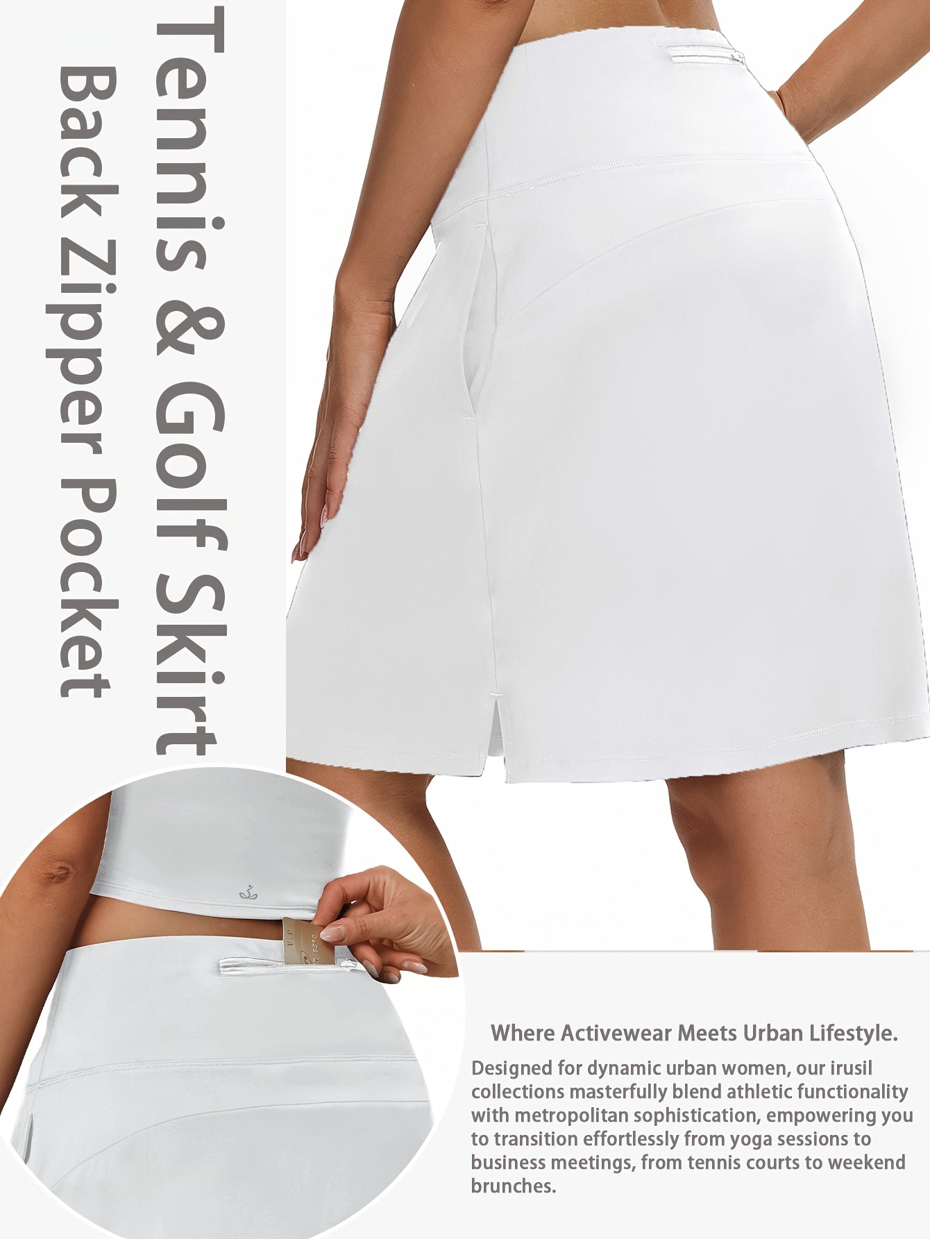 Women's 20-Inch Knee Length Skorts with 5 Pockets – High Waist Athletic Skirt with Built-In Shorts for Tennis, Golf & Pickleball, Long Activewear Skort, Sizes S-XXL, Multiple Colors