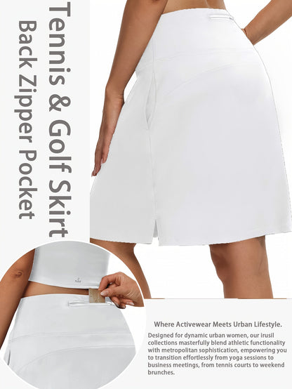 Women's 20-Inch Knee Length Skorts with 5 Pockets – High Waist Athletic Skirt with Built-In Shorts for Tennis, Golf & Pickleball, Long Activewear Skort, Sizes S-XXL, Multiple Colors