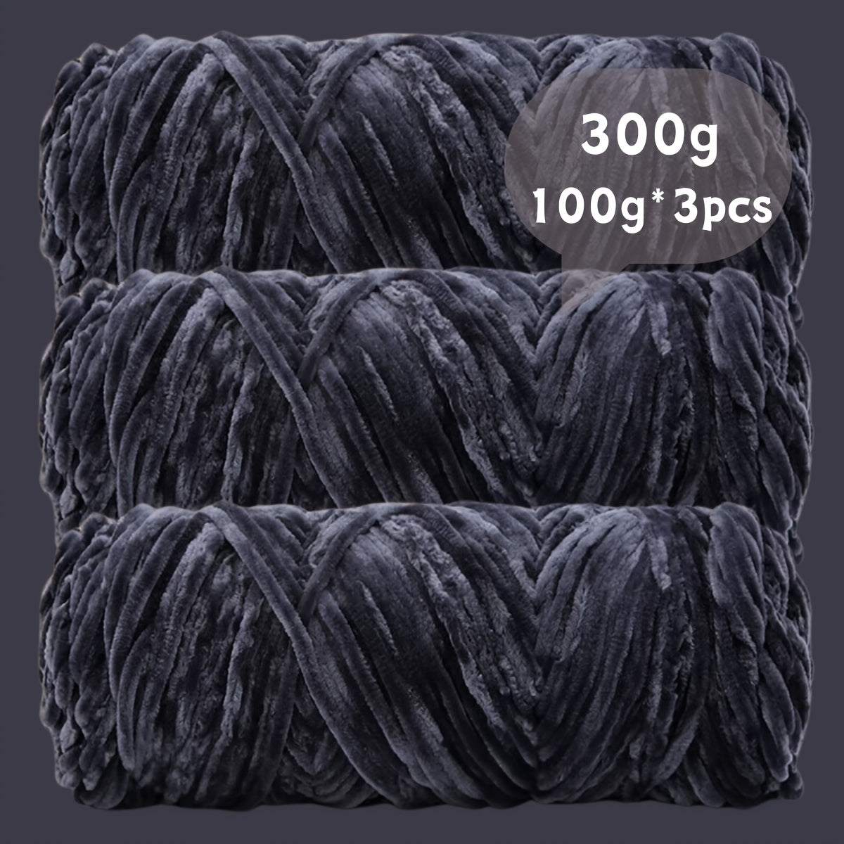Velvet Chenille Yarn 3-Pack 300g (100g x3) Soft Bulky Knitting Crochet Yarn 47 Colors Beginner Friendly Luxury Handcraft for Sweaters Scarves Hats Dolls Bags Amigurumi DIY Projects