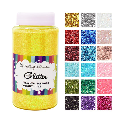 1lb Craft Glitter Powder in 19 Colors – Fine, Ultra Fine & Chunky Glitter with Shaker Top for Tumblers, Resin, Scrapbooking & DIY Crafts, Bulk Glitter for Kids & Adults