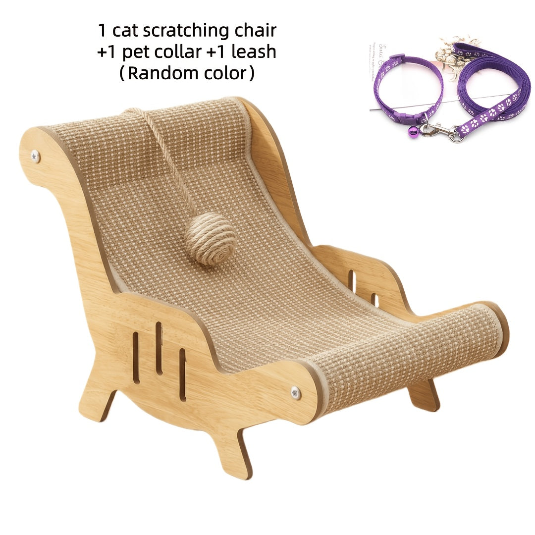 Large Sisal Cat Scratcher Lounge & Pad for Indoor Cats Durable Stable Cat Furniture – Upgraded Scratching Board & Combo Set with Leash & Collar