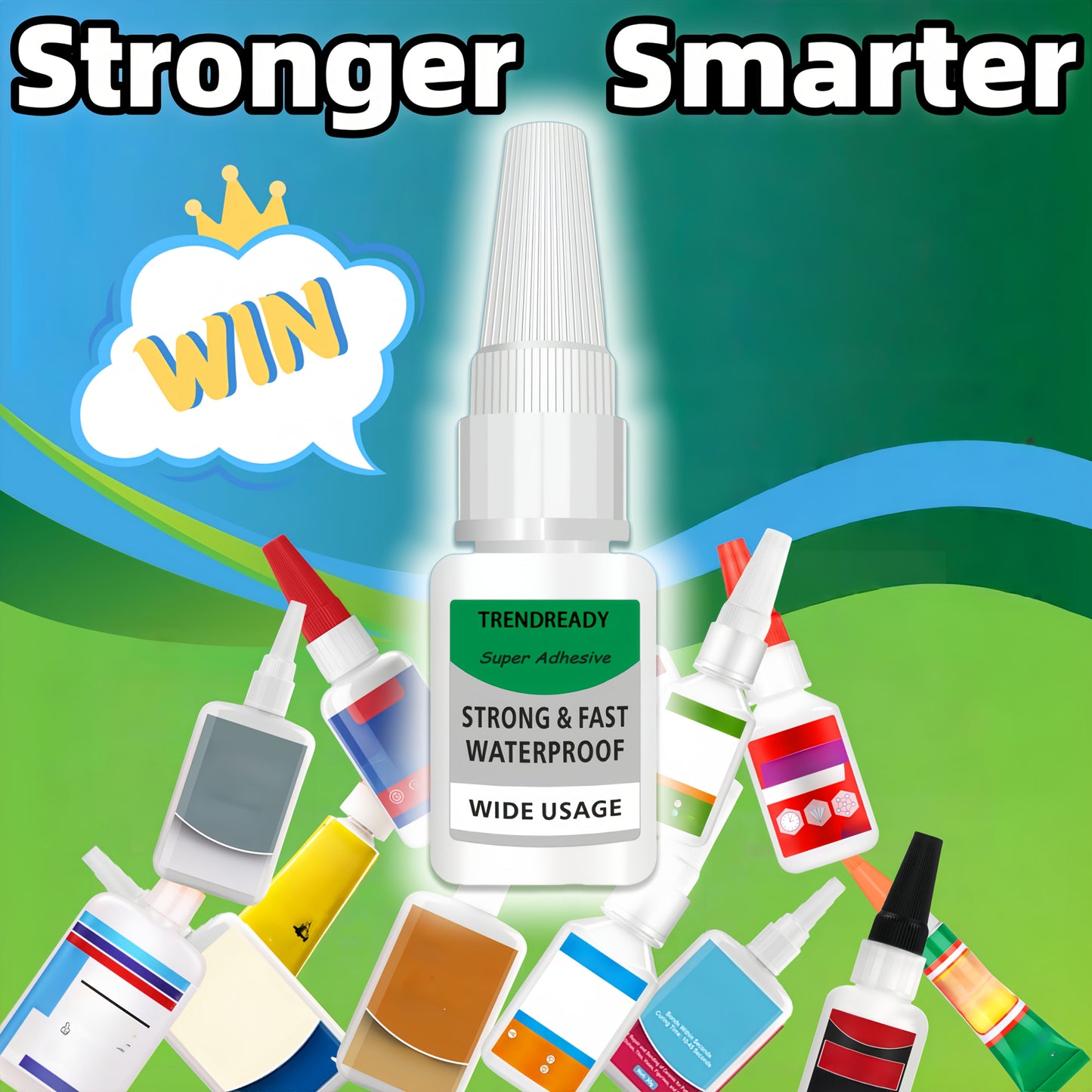 Heavy Duty Super Glue 4-Pack Waterproof Fast Drying Clear Non-Toxic Multi-Purpose Adhesive for Shoes Wood Plastic Metal Leather Ceramic Strong Bond Repair Glue