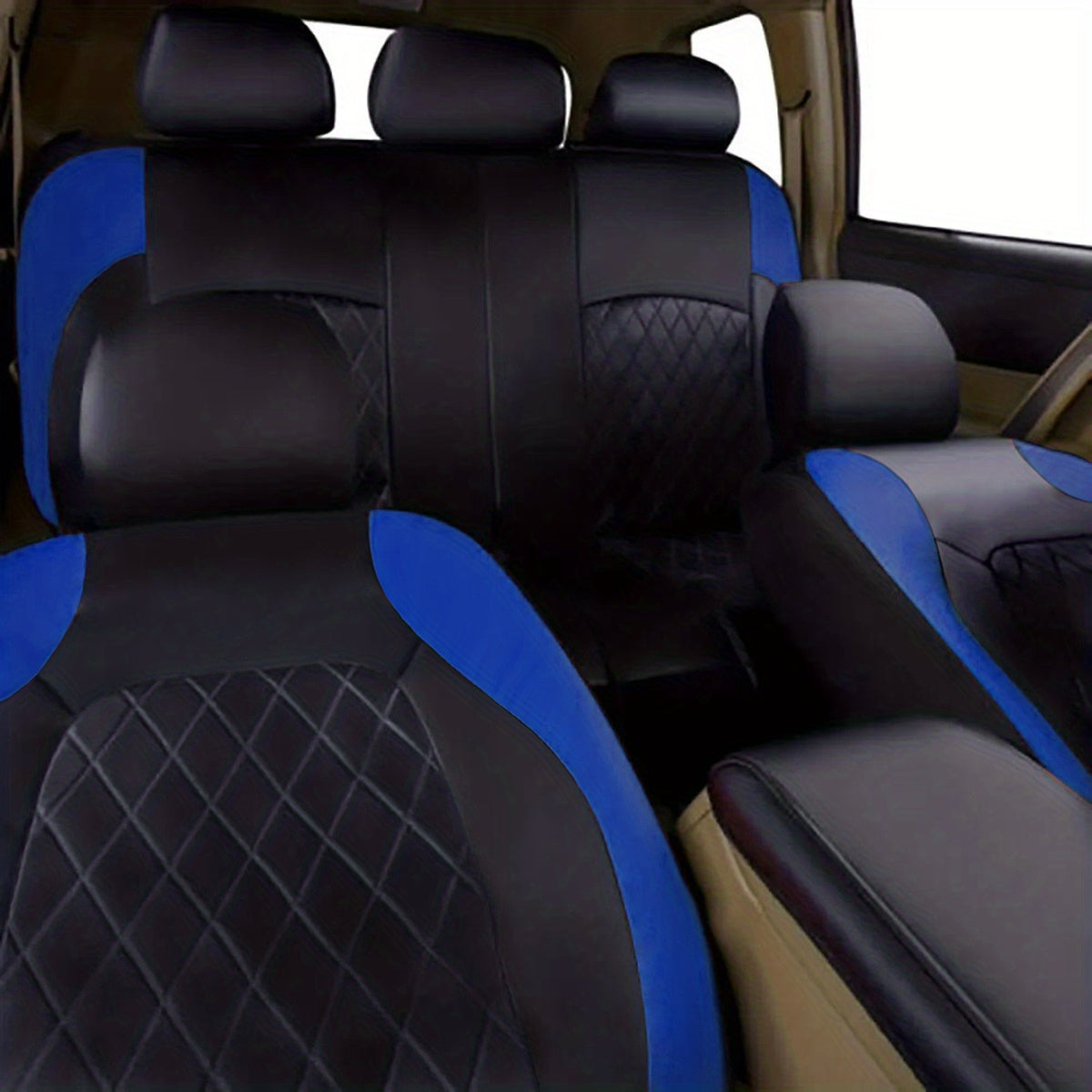 PU Leather Car Seat Covers Universal Fit Waterproof Quilted All-Season with Sponge Padding for Cars SUVs Trucks Gray Black Red Blue Single or 12-Piece Set