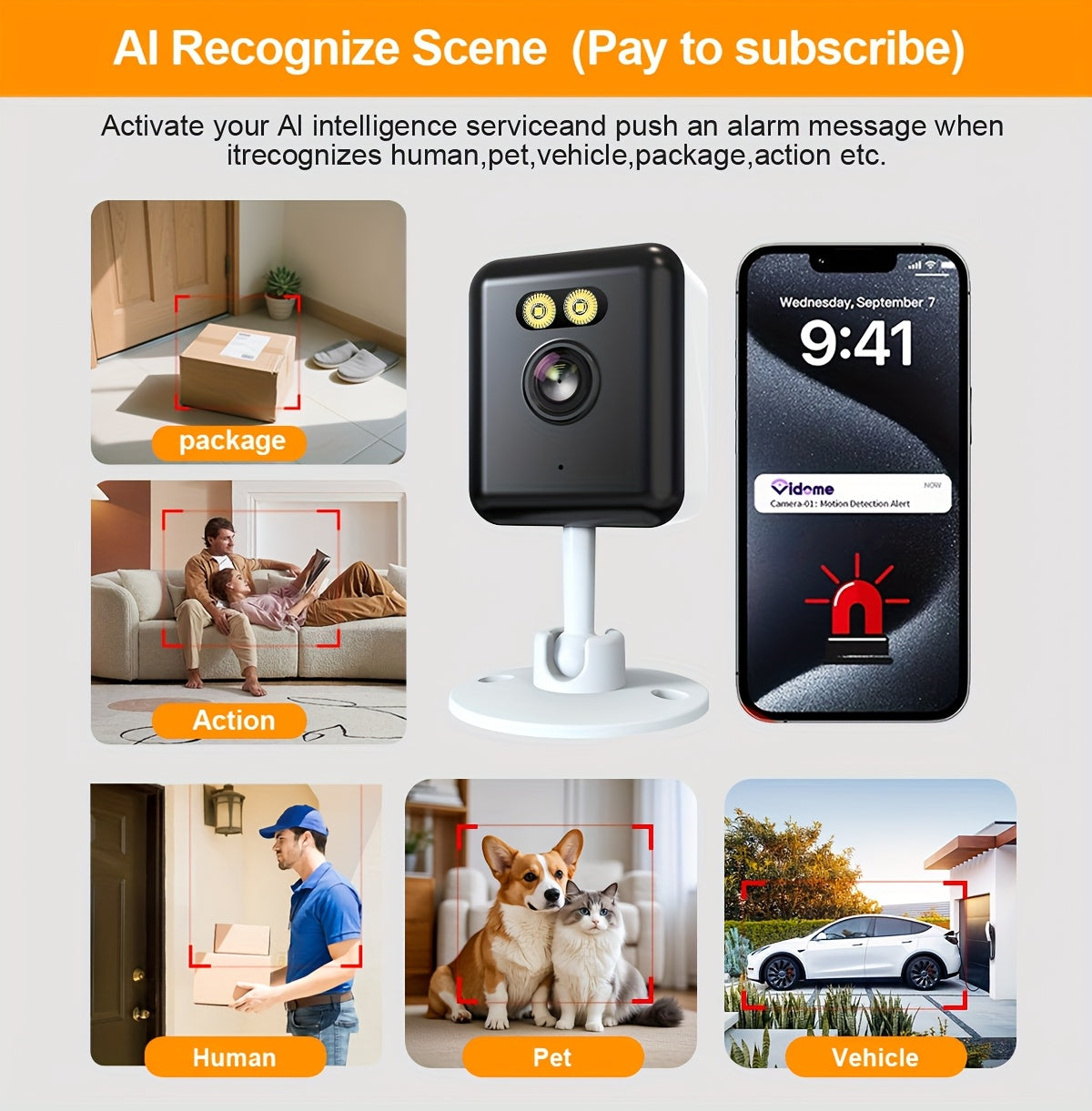 2 Pack WiFi Indoor Security Camera 3MP HD AI Humanoid Detection Full Color Night Vision Two-Way Audio Smart Motion Detection Alexa Compatible App Control Home Surveillance Camera