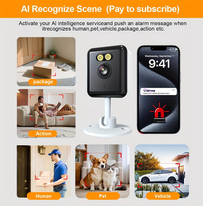 2 Pack WiFi Indoor Security Camera 3MP HD AI Humanoid Detection Full Color Night Vision Two-Way Audio Smart Motion Detection Alexa Compatible App Control Home Surveillance Camera