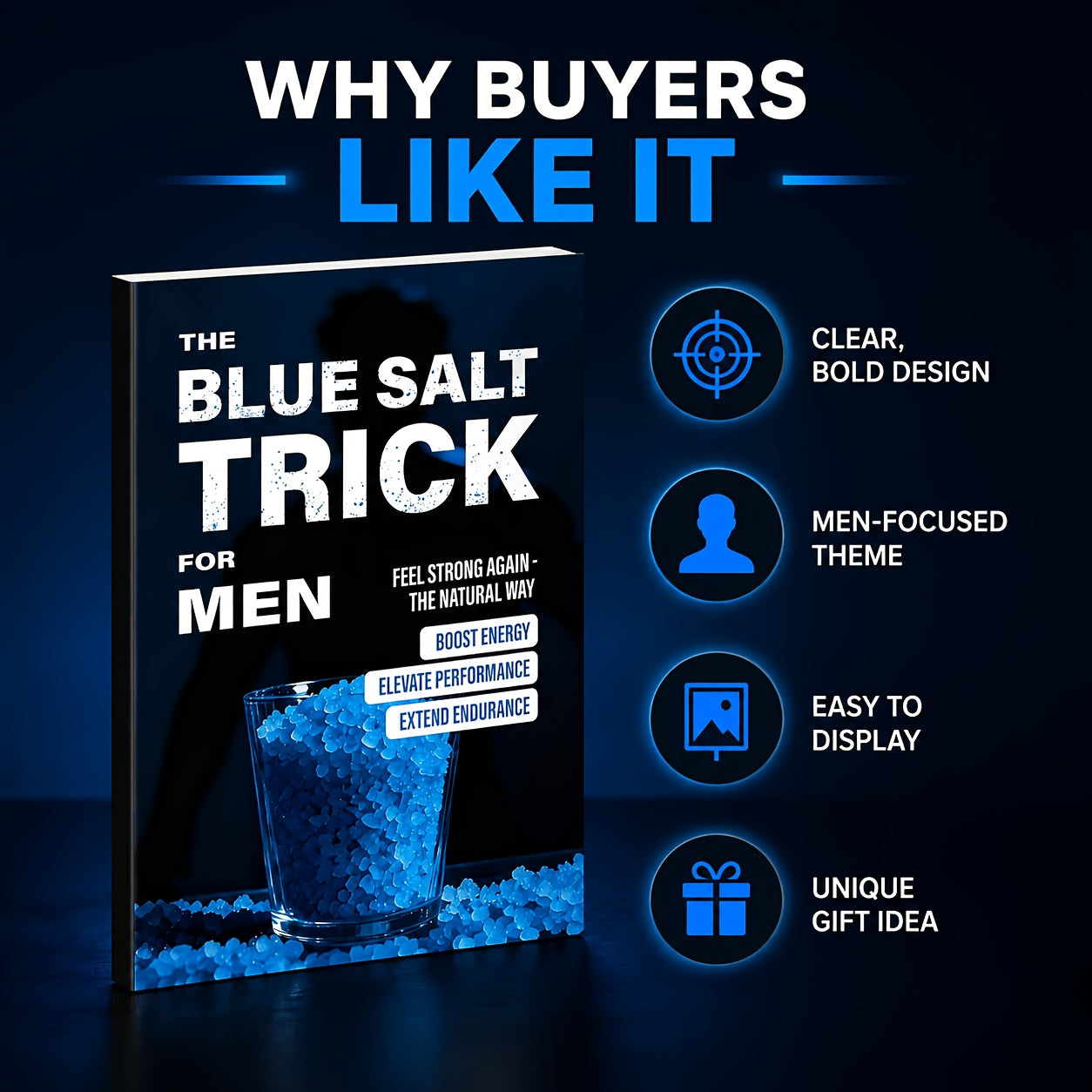 The Blue Salt Trick for Men Book Informational Wellness Lifestyle Guide Daily Habits Handbook Personal Development Self-Help Reading for Adult Men - Practical Gift Idea
