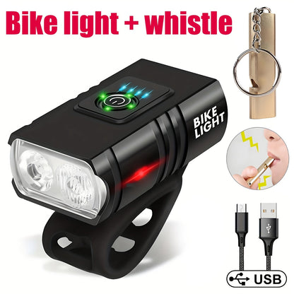 LED Bike Light Set USB-C Rechargeable 1500 Lumen – Front & Rear Bicycle Lights, 6+4 Modes, Waterproof, Power Display, Fast Charging, Safe Night Cycling Light for Road Mountain Bike