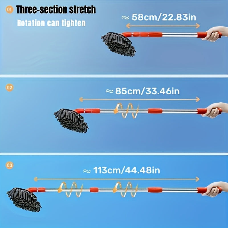 Adjustable Microfiber Car Cleaning Mop & Brush Set – Extendable Handle Wash Mop for Cars & Trucks, Soft Microfiber Brush for Scratch-Free Exterior Cleaning, Flawless Shine Every Time
