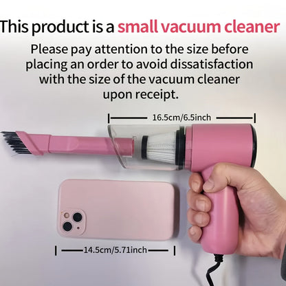 12V Handheld Car Vacuum Cleaner, Powerful Wired Portable Car Vacuum for Pet Hair & Dust Removal, Silent Motor, Accessories Kit Included, Compact Design for Car Interior Cleaning – Pink
