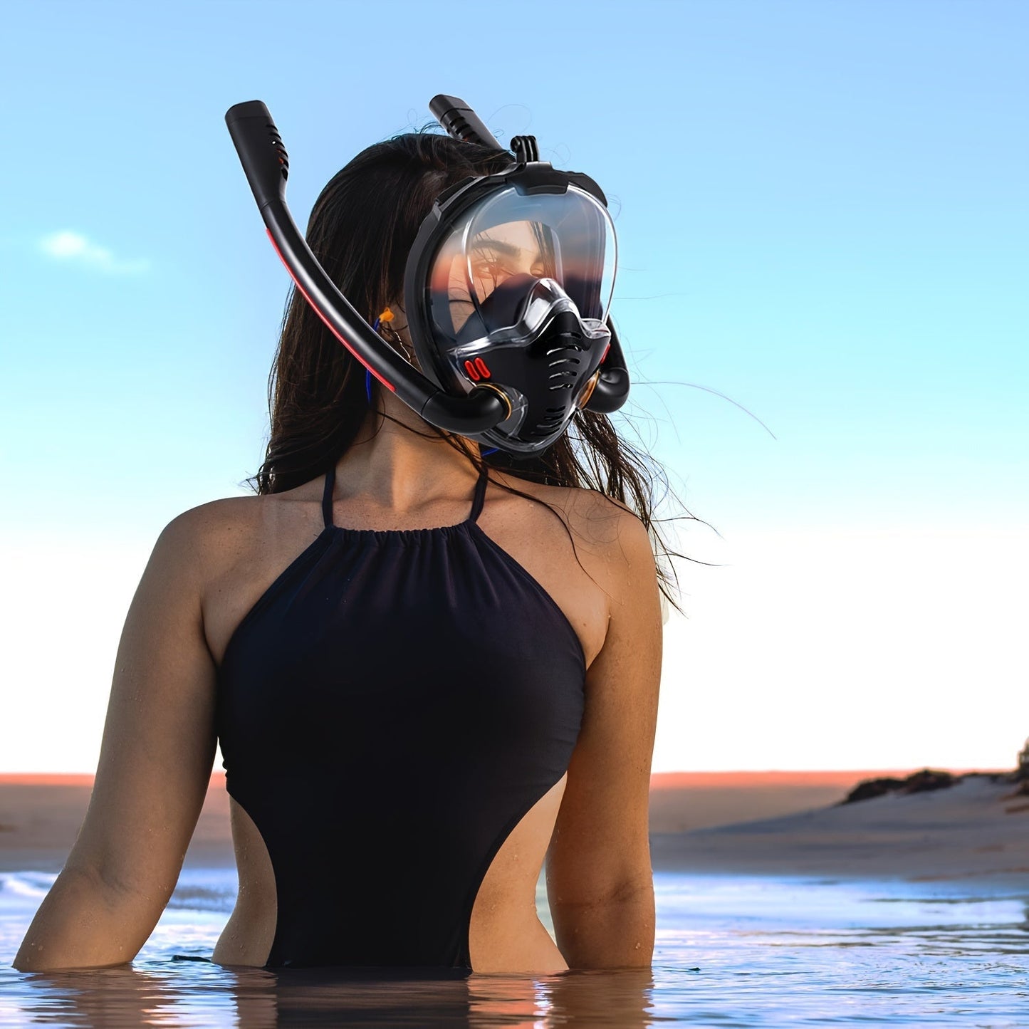 Full Face Snorkel Mask – 180° Panoramic HD View with Dry Top Anti-Leak System, Breathable Design for Adults Men & Women, Scuba Snorkeling Freediving Mask