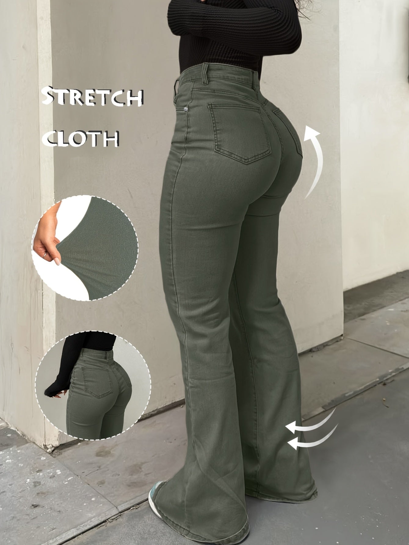 Women's Y2K Vintage High-Waist Straight Leg Denim Jeans – High Elastic Waistband, Solid Color Long Pants, 12 Colors, Sizes XS-XXL, Trendy Streetwear Fashion