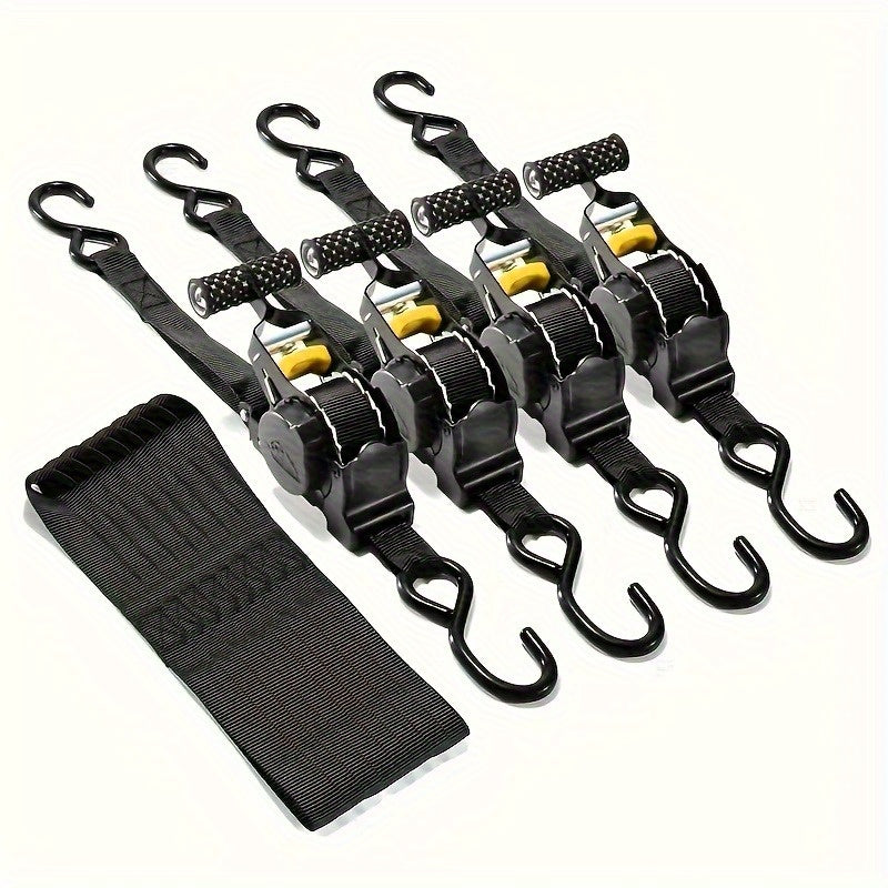 Heavy Duty Auto Self-Retracting Ratchet Tie Down Straps 2-Pack – 10 Ft Cargo Straps for Truck, Trailer, Motorcycle & Moving, Independence Day & Men’s Gift