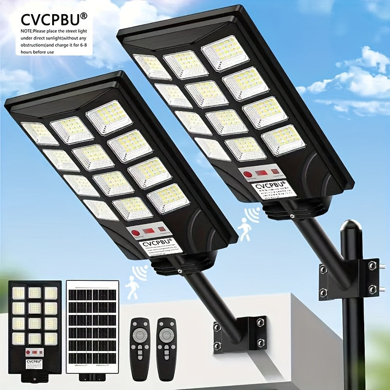 Solar Street Lights 400 LED 6500K Waterproof | Motion Sensor, Remote Control, Dusk to Dawn Outdoor Solar Flood Light for Parking Lot, Yard, Driveway, Commercial Area – 2 Pack & 4 Pack