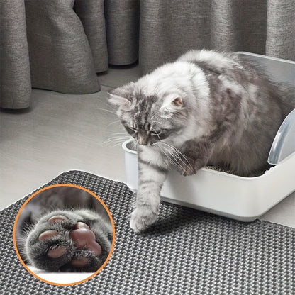 Cat Litter Mat Honeycomb Double Layer – Waterproof Urine-Proof Non-Slip Litter Trapping Mat for Cat Litter Box, Easy to Clean, Soft on Paws, Reduces Scatter & Waste, Perfect Gift for Cat Lovers
