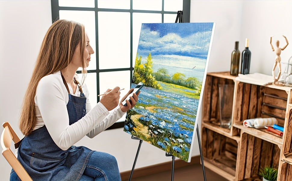 63 Inch Portable Tripod Easel Stand Foldable with Carrying Bag – Adjustable Metal Floor Easel for Wedding Signs Posters Art Painting Trade Shows and Events – Holds Up to 10 lbs