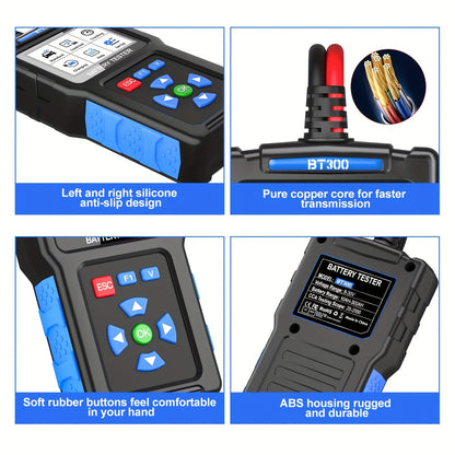 Car Battery Load Tester 12V 24V BT300 - 20-2000 CCA Digital Automotive Battery & Alternator Analyzer, Cranking Charging System Tester for Cars Trucks Motorcycles SUV Marine AGM Gel Lead-Acid