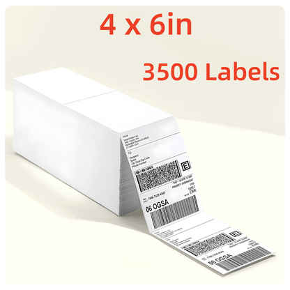 4x6 Direct Thermal Fanfold Shipping Labels 1000 or 4000 Pack – White Perforated Waterproof Self-Adhesive Labels, 500 Per Stack, Compatible with Zebra, Rollo, MUNBYN & Most Thermal Printers