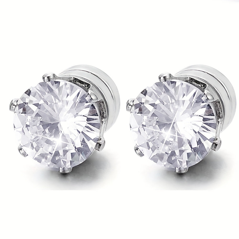 5 Pairs Clip On Earrings Set – No Piercing Needed, Sparkling Cubic Zirconia & Stainless Steel, Hypoallergenic Fashion Earrings for Women & Men, Everyday & Party Jewelry