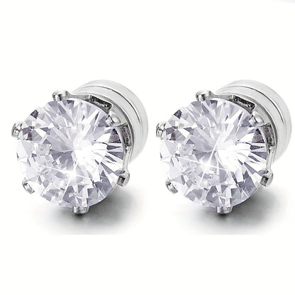 5 Pairs Clip On Earrings Set – No Piercing Needed, Sparkling Cubic Zirconia & Stainless Steel, Hypoallergenic Fashion Earrings for Women & Men, Everyday & Party Jewelry