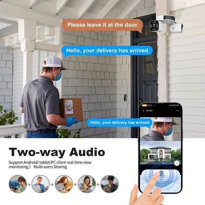 Dual Lens PTZ Security Camera Outdoor WiFi – 360° Pan Tilt Zoom 5MP, 10x Electric Zoom, Motion Detection, Two-Way Audio, Siren Alarm, Color Night Vision, App Control, Home Surveillance Camera
