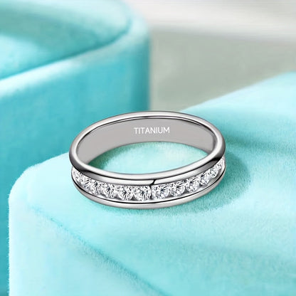 S925 Sterling Silver Sparkling Moissanite Ring for Men Women – Unisex Stylish Versatile Band, Sizes 5-13, Perfect for Weddings, Engagements, Couples & Christmas Gift