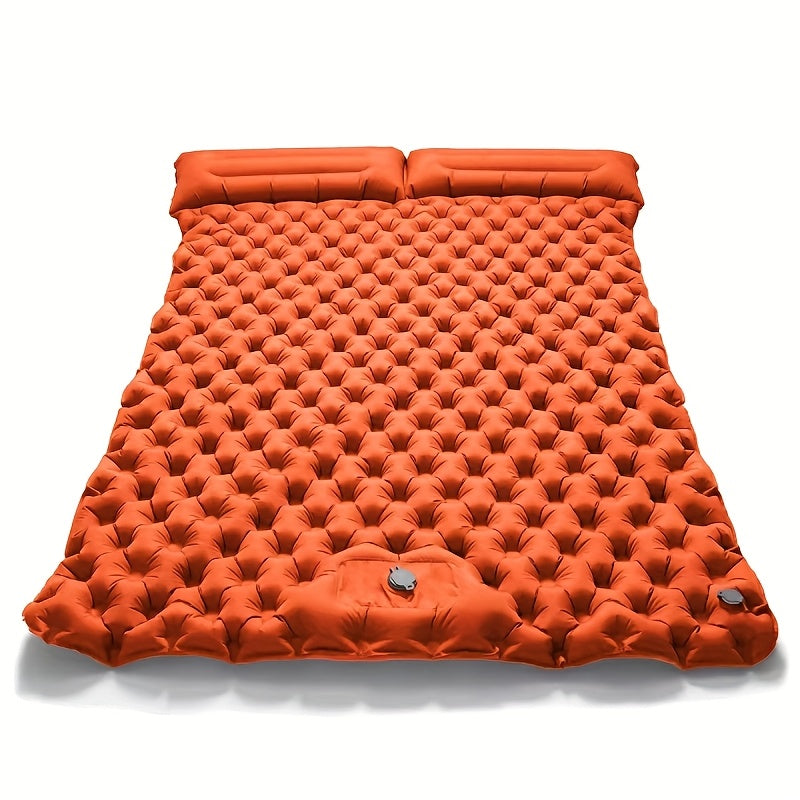 Self-Inflating Sleeping Pad Ultralight Nylon TPU Camping Mat, Built-In Pump Single & Double Person Options, Compact Portable Sleeping Mat for Camping Hiking Backpacking Travel Picnic, Orange & Blue