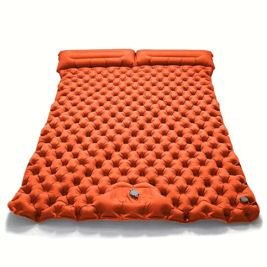 Self-Inflating Sleeping Pad Ultralight Nylon TPU Camping Mat, Built-In Pump Single & Double Person Options, Compact Portable Sleeping Mat for Camping Hiking Backpacking Travel Picnic, Orange & Blue