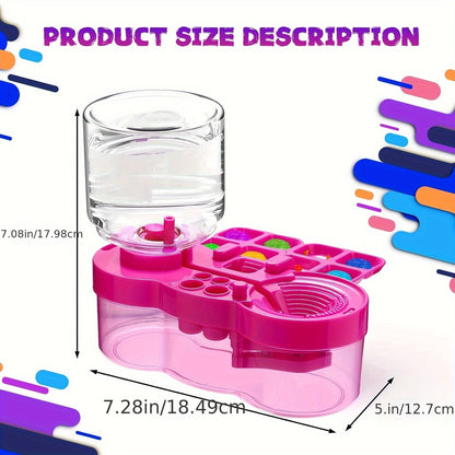 Paint Brush Cleaner 6-in-1 Upgraded with Paint Tray Drain Brush Holder Water Circulation Cleaning Tool for Acrylic Watercolor Water-Based Paints Artist Painting Supplies Blue Purple