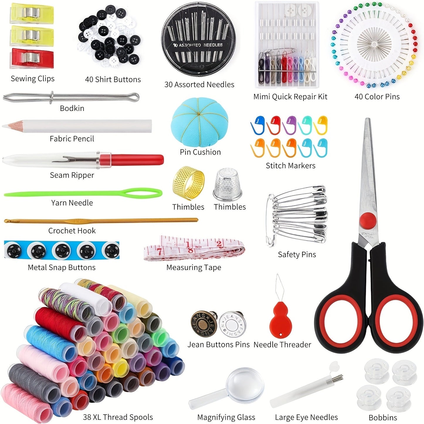 Sewing Kit 269pcs Complete Gift Set with Portable Case – Includes Thread, Needles, Scissors, Tape Measure & Pins – Perfect Sewing Supplies for Beginners, Travelers, Grandma, Mom & Friends