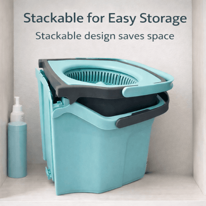 360° Spin Mop and Bucket Set with Wringer – Microfiber Mop Refills, Stainless Steel Extended Handle, Separate Compartment, Floor Cleaning System