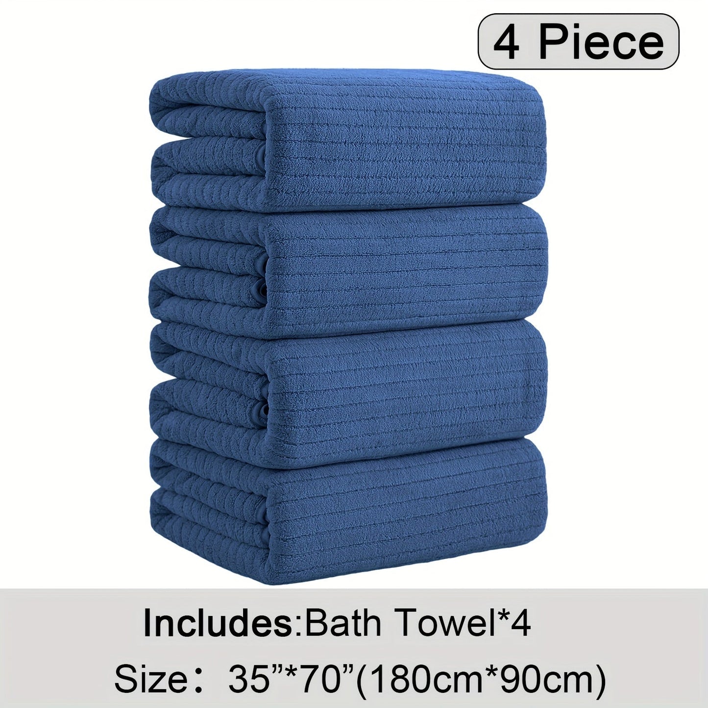 4-Pack Oversized Bath Towels Set 35"x70" – Extra Large XL Microfiber Bath Sheet, Super Soft Quick-Dry Absorbent Shower Towels for Family Hotel Spa, 13 Colors Beige White Grey Navy Blue Green Black