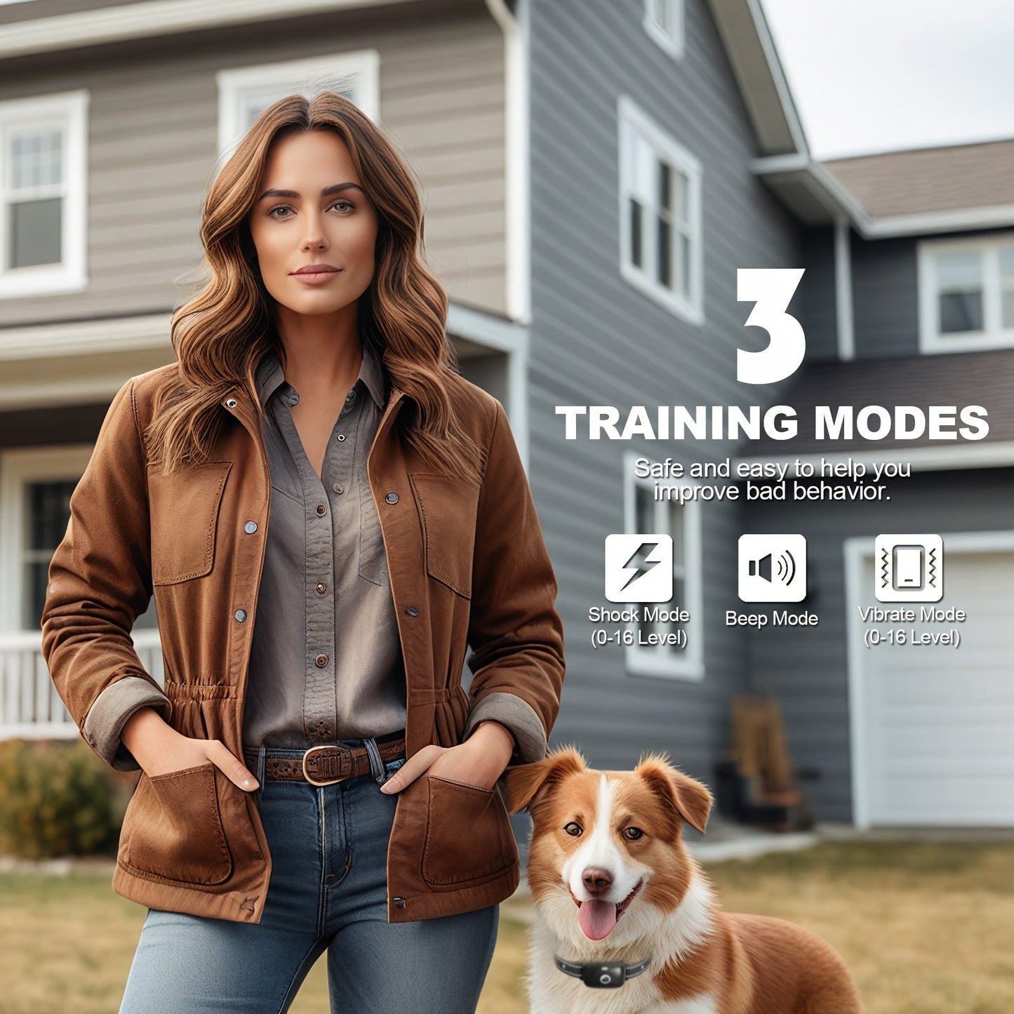 Dog Training Collar with Remote IP68 Waterproof – Rechargeable E-Collar for Small Medium Large Dogs, 3 Modes Beep Vibration Shock, 1640ft Range