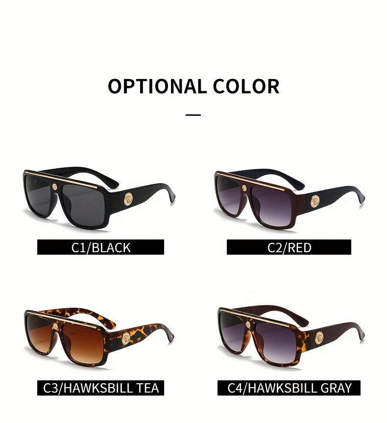 Cyberpunk Oversized Square Sunglasses for Men – Extra Large Frame 139mm+, Black & Gold Metal Trim, Decorative Lens, Futuristic Street Fashion & Cosplay Eyewear