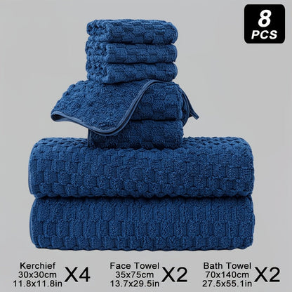 Waffle Weave Bath Towels 4-Pack & 8-Pack Ultra-Soft Quick-Dry Microfiber – Super Absorbent 281g/m² 80/20 Polyamide Spa Gym Travel Towels, Lint-Free Antimicrobial, Multiple Colors