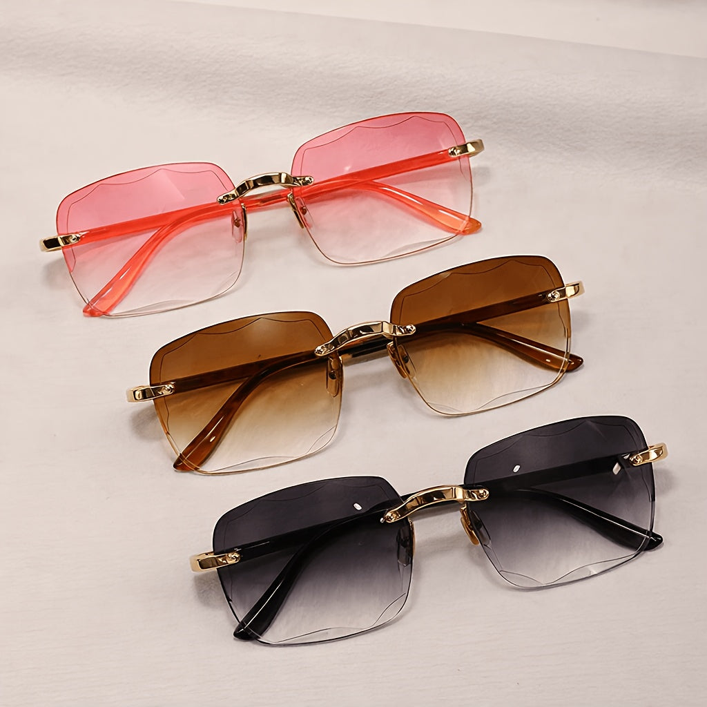 Photochromic Glasses 3 Pack for Men Women - Auto-Adjusting Transition Lenses Square Frameless Sunglasses UV400 Scratch-Resistant Driving Reading Daily Use