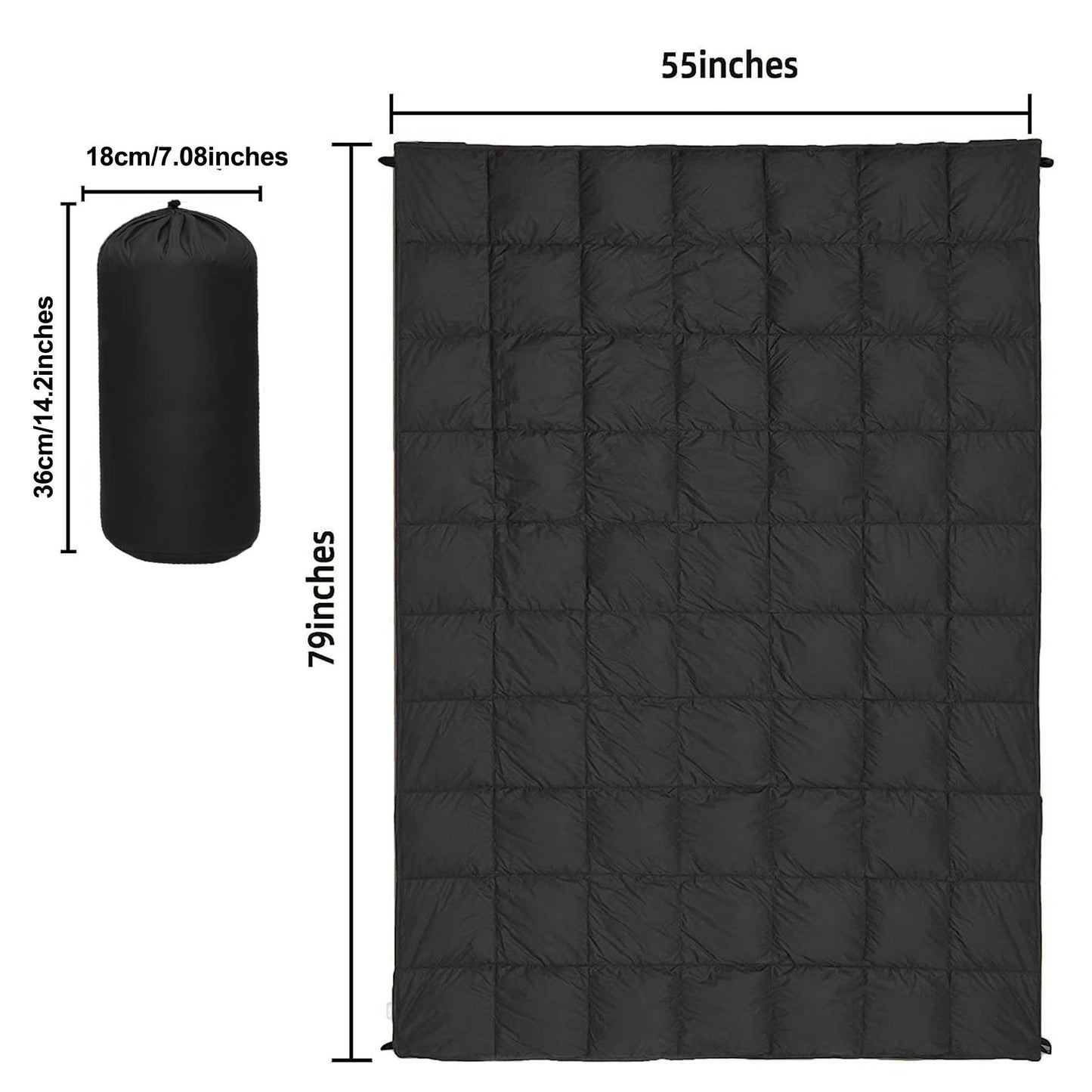 Outdoor Camping Puffy Blanket Foldable Lightweight Warm DWR Water Resistant with 3D Eye Mask 140x200cm for Camping Travel Car Beach Stadium Hammock Sofa Festival