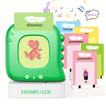 Talking Flash Cards for Preschoolers Ages 3-6 – 224 to 510 Words Language Learning Device, Speech Therapy Sensory Educational Toy for Autism, Boys & Girls, Blue Green Pink