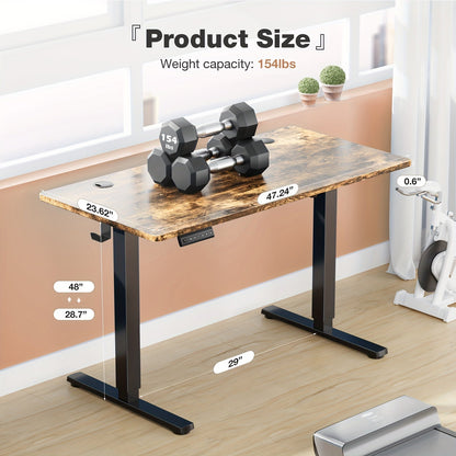 63 Inch Electric Standing Desk – Height Adjustable Sit-Stand PC Workstation with Wood Desktop, Home Office, Bedroom & Gaming Room Computer Work Table for Small Spaces