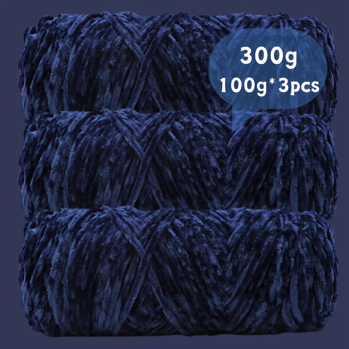 Velvet Chenille Yarn 3-Pack 300g (100g x3) Soft Bulky Knitting Crochet Yarn 47 Colors Beginner Friendly Luxury Handcraft for Sweaters Scarves Hats Dolls Bags Amigurumi DIY Projects