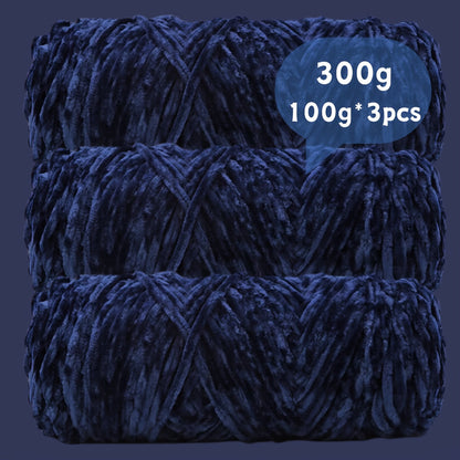 Velvet Chenille Yarn 3-Pack 300g (100g x3) Soft Bulky Knitting Crochet Yarn 47 Colors Beginner Friendly Luxury Handcraft for Sweaters Scarves Hats Dolls Bags Amigurumi DIY Projects