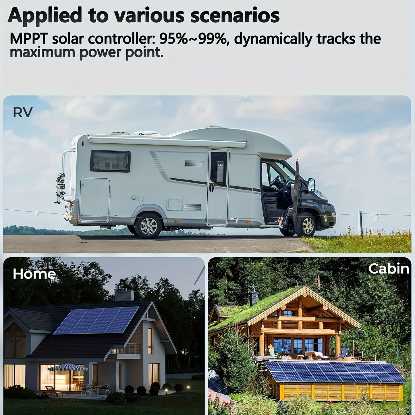 100A MPPT Solar Charge Controller with LCD Display & Auto Tracking - Compatible with Lead-Acid, Lithium & LiFePO4 Batteries, for Off-Grid Solar Systems, RV, Boat & Home
