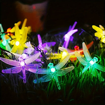 Solar Dragonfly String Lights Outdoor Waterproof – 236 Inch 30 LED 8 Modes Solar Powered Fairy Lights for Garden, Patio, Balcony, Yard & Christmas Decoration, Warm White & Color Options