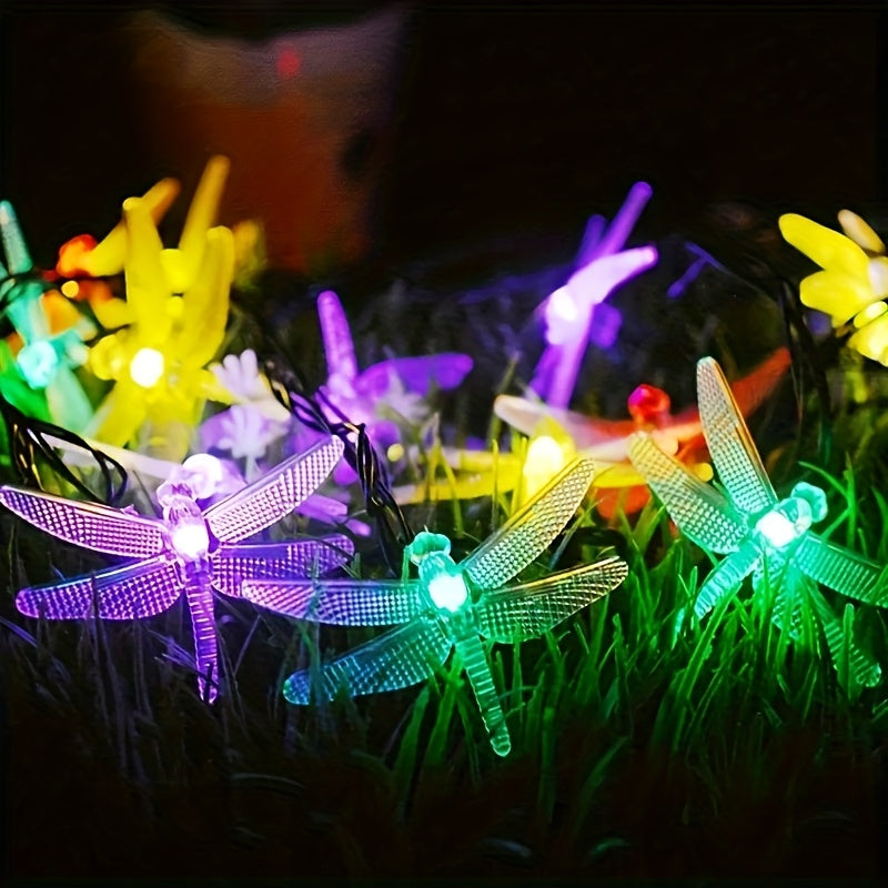 Solar Dragonfly String Lights Outdoor Waterproof – 236 Inch 30 LED 8 Modes Solar Powered Fairy Lights for Garden, Patio, Balcony, Yard & Christmas Decoration, Warm White & Color Options
