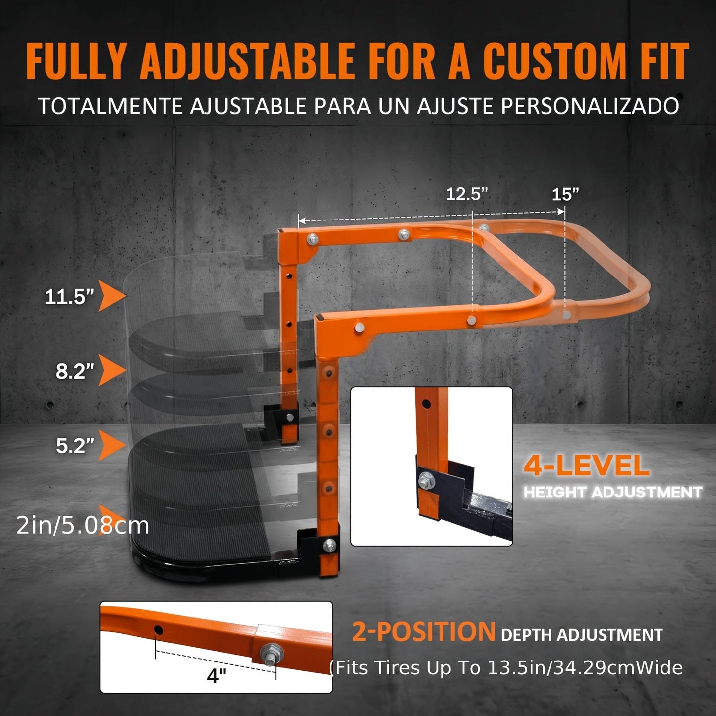 Foldable Tire Steps Anti-Slip for Truck SUV Trailer – Adjustable Height, 300/500/650 LB Load Capacity, Fits Tires Up to 13.5" Wide, Portable Tire Step Stool