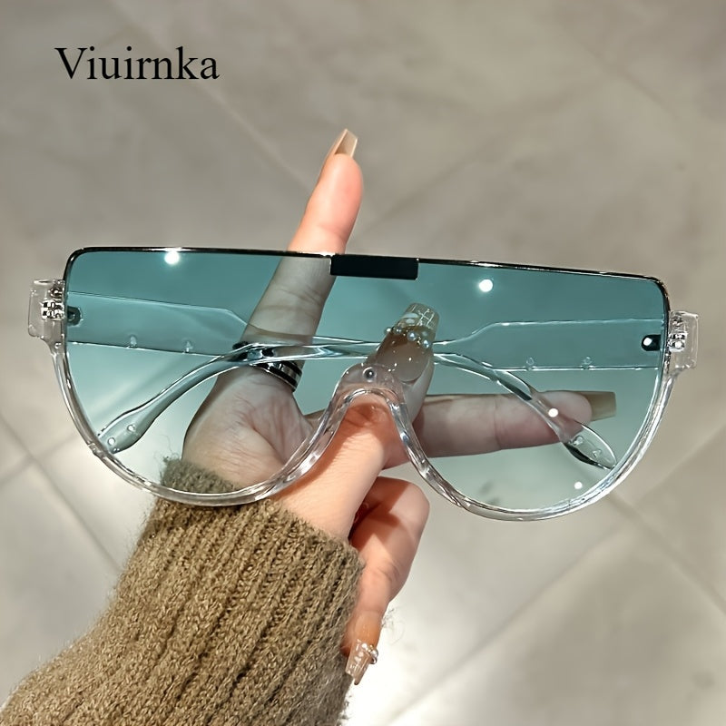Oversized Semi-Circular Sunglasses for Men & Women – UV Protection, Glare-Resistant Lenses, 5 Colors – Trendy Unisex Shades for Travel, Beach & Daily Wear