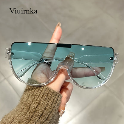 Oversized Semi-Circular Sunglasses for Men & Women – UV Protection, Glare-Resistant Lenses, 5 Colors – Trendy Unisex Shades for Travel, Beach & Daily Wear